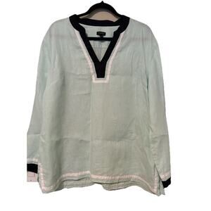 TALBOTS Seabreeze Mint Green 100% Linen Tunic Top Vacation Women's Size L